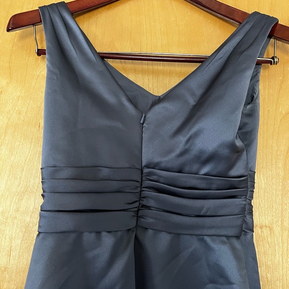 Satin gray, David’s bridal, knee length bridesmaid dress - Picture 2 of 3